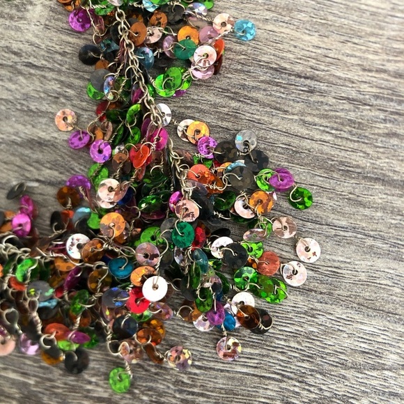 Vtg Multicolour Sequin Necklace - Picture 9 of 12